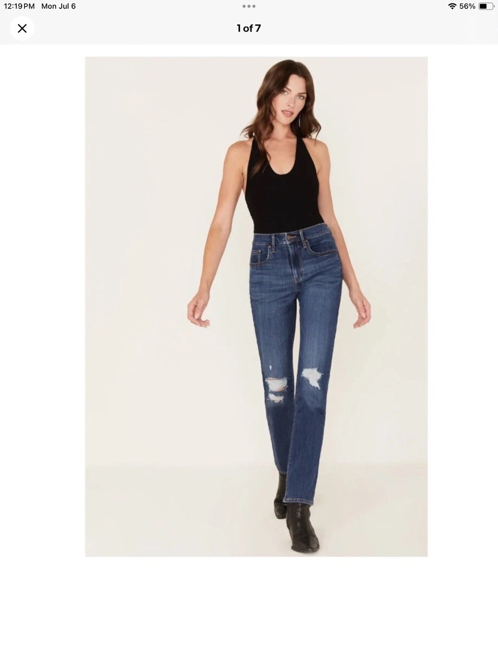 Levi's Women's 724 Dark Wash High Rise Distressed Straight Jeans-size 0 w25 l30